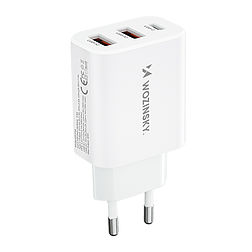 Wozinsky CWCUCW 30W USB-C / 2 x USB-A fali töltő - fehér