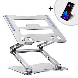 Wozinsky WRS-CPY75DSS alumínium laptoptartó + Ajándék okostelefon-tartó - ezüst