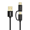2 az 1-ben USB kábel Choetech USB-C / Micro USB,1) fekete (XAC-0012-101BK)