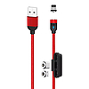 3 az 1-ben USB mágneses kábel XO USB-C / Lightning / Micro 2.4A, 1m, piros (NB128)