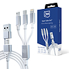 3mk Hyper kábel 3in1 USB-A - USB-C / USB-C - micro USB - Lightning 1.5m - fehér