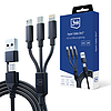 3mk Hyper kábel 3in1 USB-A - USB-C / USB-C - micro USB - Lightning 1.5m - fekete