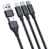3mk Hyper kábel 3in1 USB-A - USB-C / USB-C - micro USB - Lightning 1.5m - fekete