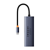 4 az 1-ben Hub Baseus UltraJoy USB-C - 3x USB 3.0 + RJ45, szürke (B0005280A813-00)