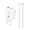 A6MaxL 20W USB-A USB-C fali töltő USB-C - USB-C 1m kábellel - fehér
