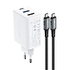 Acefast 2 az 1-ben töltő GaN 65W USB Type C / USB, adapter adapter HDMI 4K @ 60Hz (szett kábellel) fehér (A17 fehér)