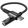 Acefast audiokábel USB Type C - 3,5 mm-es mini jack (ajzat) 18 cm, DAC, AUX fekete (C1-07 fekete)