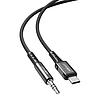 Acefast audiokábel USB Type C - 3,5 mm-es mini jack csatlakozó (férfi) 1,2 m, AUX fekete (C1-08 fekete)