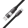 Acefast C13-04 USB-C - USB-A / USB-C kábel 480Mb/s 3A 1.2m - Fekete