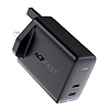 Acefast fali töltő (UK csatlakozó) 2x USB Type C 40W, PPS, PD, QC 3.0, AFC, FCP fehér (A12 fehér)