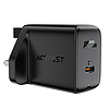 Acefast GaN töltő (UK csatlakozó) USB Type C 30W, Power Delivery, PPS, Q3 3.0, AFC, FCP fekete (A24 UK black)