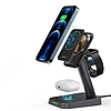 Acefast Qi vezeték nélküli töltő 15 W iPhone-hoz (MagSafe-el), Apple Watch és Apple AirPods állványtartó mágneses tartó fekete (E3 fekete)