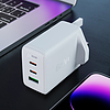 Acefast töltő GaN 65W 3 port (1xUSB, 2xUSB C PD) UK csatlakozó fehér (A44)