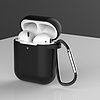 AirPods 2 tok / AirPods 1 szilikon puha huzat fejhallgatóhoz + kulcstartó karabiner függő fekete (D tok)