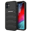 AMG AMHCP12SGSEBK iPhone 12 mini 5.4" fekete/fekete keménytokos bőr dombornyomott vonalak