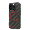 Audi karbonszálas sport piros kör MagSafe tok iPhone 16 Pro 6.3"-hoz - fekete