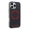 Audi karbonszálas sport piros kör MagSafe tok iPhone 16 Pro Max 6.9"-hez - fekete