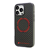 Audi karbonszálas sport piros kör MagSafe tok iPhone 16 Pro Max 6.9"-hez - fekete