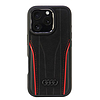 Audi valódi bőr MagSafe iPhone 16 Pro 6.3" fekete-piros keménytok AU-TPUPCMIP16P-R8/D3-RD