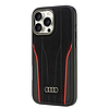 Audi valódi bőr MagSafe iPhone 16 Pro Max 6.9" fekete-piros keménytok AU-TPUPCMIP16PM-R8/D3-RD