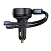 Autós töltő Baseus Enjoyment USB-C USB-C kábellel és Lightning 60W, fekete (C00057802111-00)