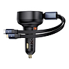 Autós töltő Baseus Enjoyment USB USB-C kábellel és Lightning 60W, fekete (C00057802111-02)