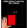 Avery-Zweckform 3456 105x148mm 2 pályás univerzális etikett piros 4 címke/ív 100ív/doboz
