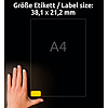 Avery-Zweckform L4793-20 38,1x21,2mm 5 pályás univerzális etikett visszaszedhető kerekített sarkú sárga 65 címke/ív 25ív/csomag
