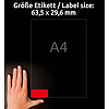 Avery-Zweckform L6003-25 63,5x29,6mm 3 pályás lézer etikett visszaszedhető kerekített sarkú neon piros 27 címke/ív 25ív/csomag