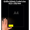 Avery-Zweckform L6004-25 63,5x29,6mm 3 pályás lézer etikett visszaszedhető kerekített sarkú neon sárga 27 címke/ív 25ív/csomag