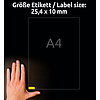 Avery-Zweckform L6037-20 25,4x10mm 7 pályás univerzális etikett visszaszedhető kerekített sarkú sárga 189 címke/ív 20ív/csomag