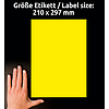 Avery-Zweckform L6111-20 210x297mm 1 pályás lézer sárga poliészter etikett 20 címke/ív 20ív/csomag