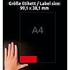 Avery-Zweckform L7263R-25 99,1x38,1mm 2 pályás lézer etikett visszaszedhető kerekített sarkú neon piros 14 címke/ív 25ív/csomag