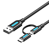 az 1-ben USB-kábel USB 2.0 - USB-C/Micro-B USB Vention CQDBF 1 m, fekete (CQDBF)