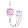 Baseus Bright Mirror 2, 3 az 1-ben USB kábel, Mikro USB / Lightning / USB-C, 3.5 A, 1.1 m lila (CAMJ010005)