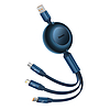 Baseus Bright Mirror 3, 3 az 1-ben USB kábel, Mikro USB / Lightning / USB-C, 66W / 2A, 1.1 m kék (CAMJ010103)