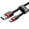 Baseus Cafule 1,5A 2 m-es USB-Micro USB-kábel, piros-fekete (CAMKLF-C91)