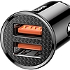Baseus Circular 2xUSB QC3.0 5A 30W autós töltő, fekete (CCALL-YD01)