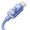 Baseus Crystal USB-C kábel a Lightninghez, 20W, PD, 2m, ibolya (CAJY000305)