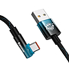 Baseus Elbow 1 m 100 W USB-C ferde kábel, fekete-kék (CAVP000421)