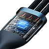 Baseus Flash 3 az 1-ben USB töltőkábel, USB-C + Micro USB + Lightning 66W, 1.2m, kék (CASS040003)