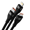 Baseus Flash II 3 az 1-ben USB töltőkábel, USB-C + micro USB + Lightning, 66W, 1.2m, fekete (CASS040001)