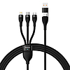 Baseus Flash Series 2, 3 az 1-ben USB kábel, USB-C / Micro USB / Lightning, 100W, 1.2m fekete (CASS030101)