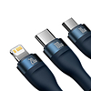 Baseus Flash Series 2, 3 az 1-ben USB kábel, USB-C / micro USB / Lightning, 100W, 1.5m kék (CASS030203)
