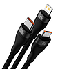 Baseus Flash Series 3 az 1-ben USB-kábel, USB-C + micro USB + Lightning, 100W, 1.2m fekete (CASS030001)