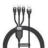 Baseus Flash Series 3 az 1-ben USB-kábel, USB-C + micro USB + Lightning, 40 W, 5 A, 1,2 m, fekete (CA1T3-G1)