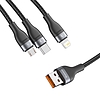 Baseus Flash Series 3 az 1-ben USB-kábel, USB-C + micro USB + Lightning, 40 W, 5 A, 1,2 m, fekete (CA1T3-G1)