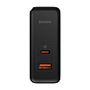 Baseus GaN USB-C + USB fali töltő, 100W + 1m kábel, fekete (CCGP090201)