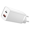 Baseus GaN2 Lite fali töltő, USB + USB-C, 65 W, EU, fehér (CCGAN2L-B02)