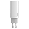 Baseus GaN2 Lite fali töltő, USB + USB-C, 65 W, EU, fehér (CCGAN2L-B02)